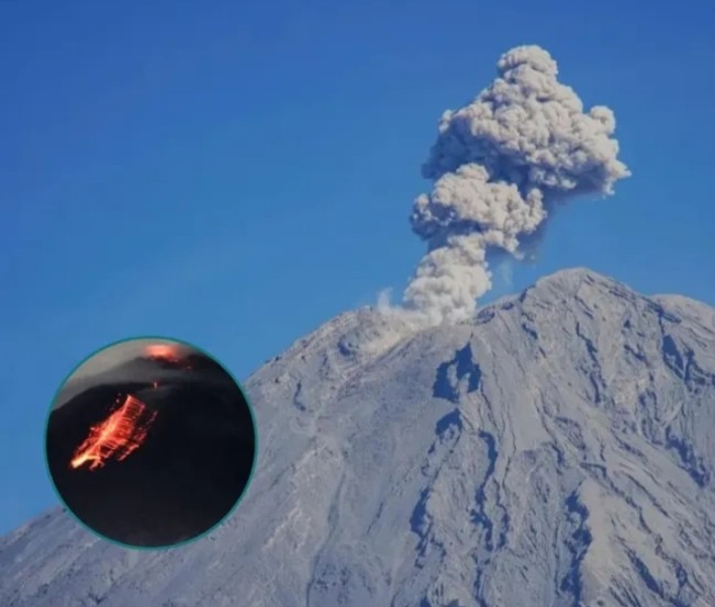 Ilustrasi awan panas dan Guguran Lava Gunung Semeru. [Instagram]